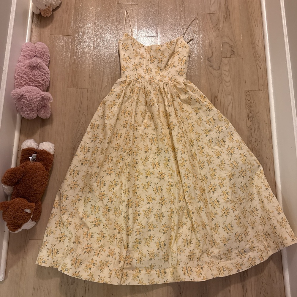 House of CB Floral Yellow Dress